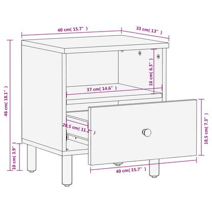 Tables de chevet 2 pcs noir 40x33x46 cm bois de manguier solide