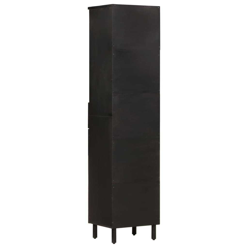 Armoire de salle de bain noir 38x33x160 cm bois massif manguier