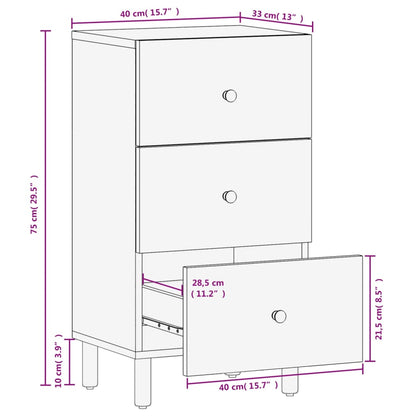 Armoire latérale noir 40x33x75 cm bois massif de manguier