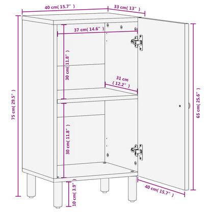 Armoire latérale noir 40x33x75 cm bois massif de manguier