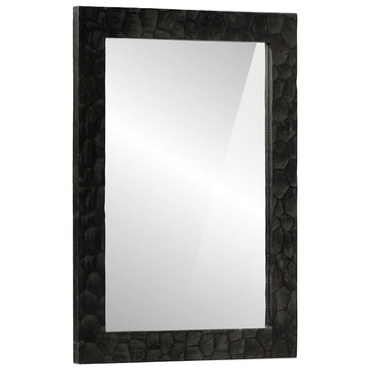 Miroir de bain noir 50x70x2,5 cm bois manguier massif et verre