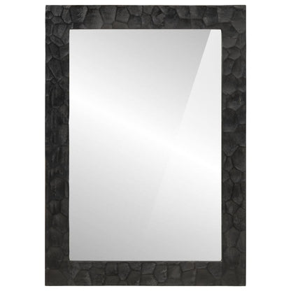 Miroir de bain noir 50x70x2,5 cm bois manguier massif et verre