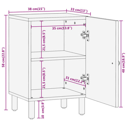 Armoire de salle de bain 38x33x58 cm bois massif de manguier