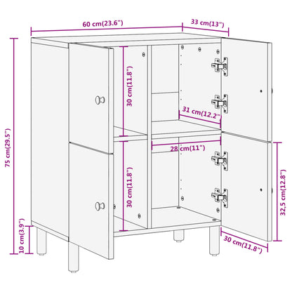 Armoire latérale 60x33x75 cm bois massif de manguier