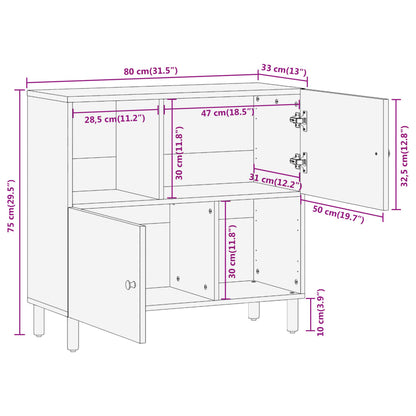 Armoire latérale 80x33x75 cm bois massif de manguier