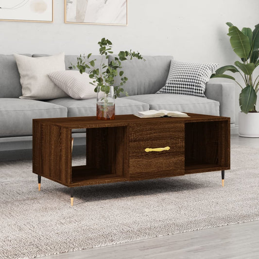 Table basse chêne marron 102x50x40 cm bois d'ingénierie