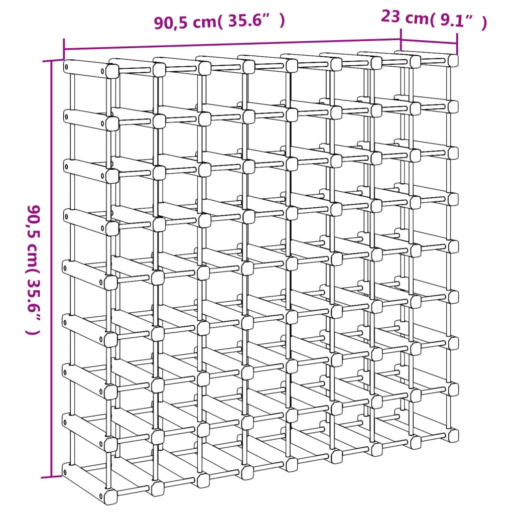 Casier à vin pour 72 bouteilles 90,5x23x90,5 cm pin massif