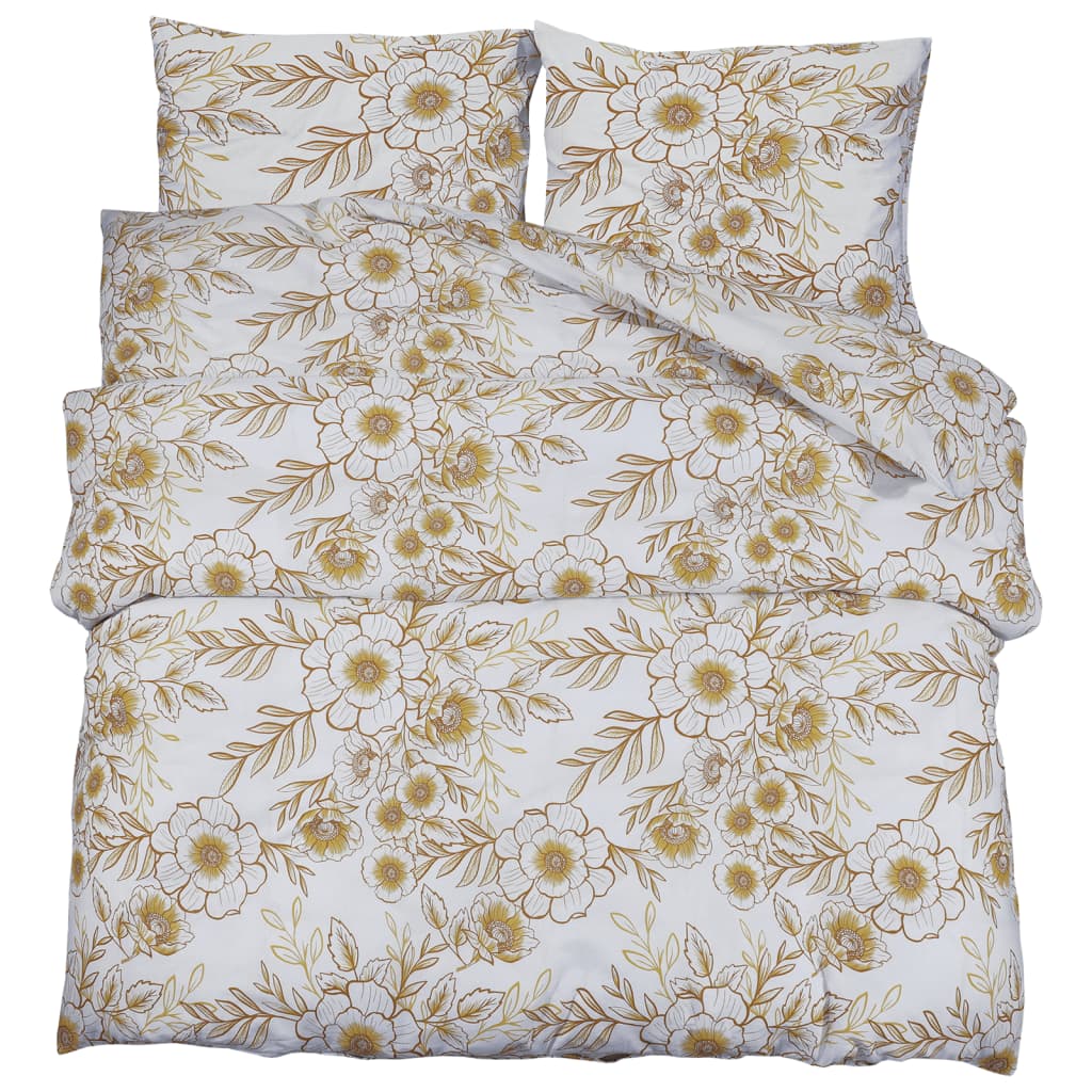 Ensemble de housse de couette blanc et marron 200x220 cm Coton