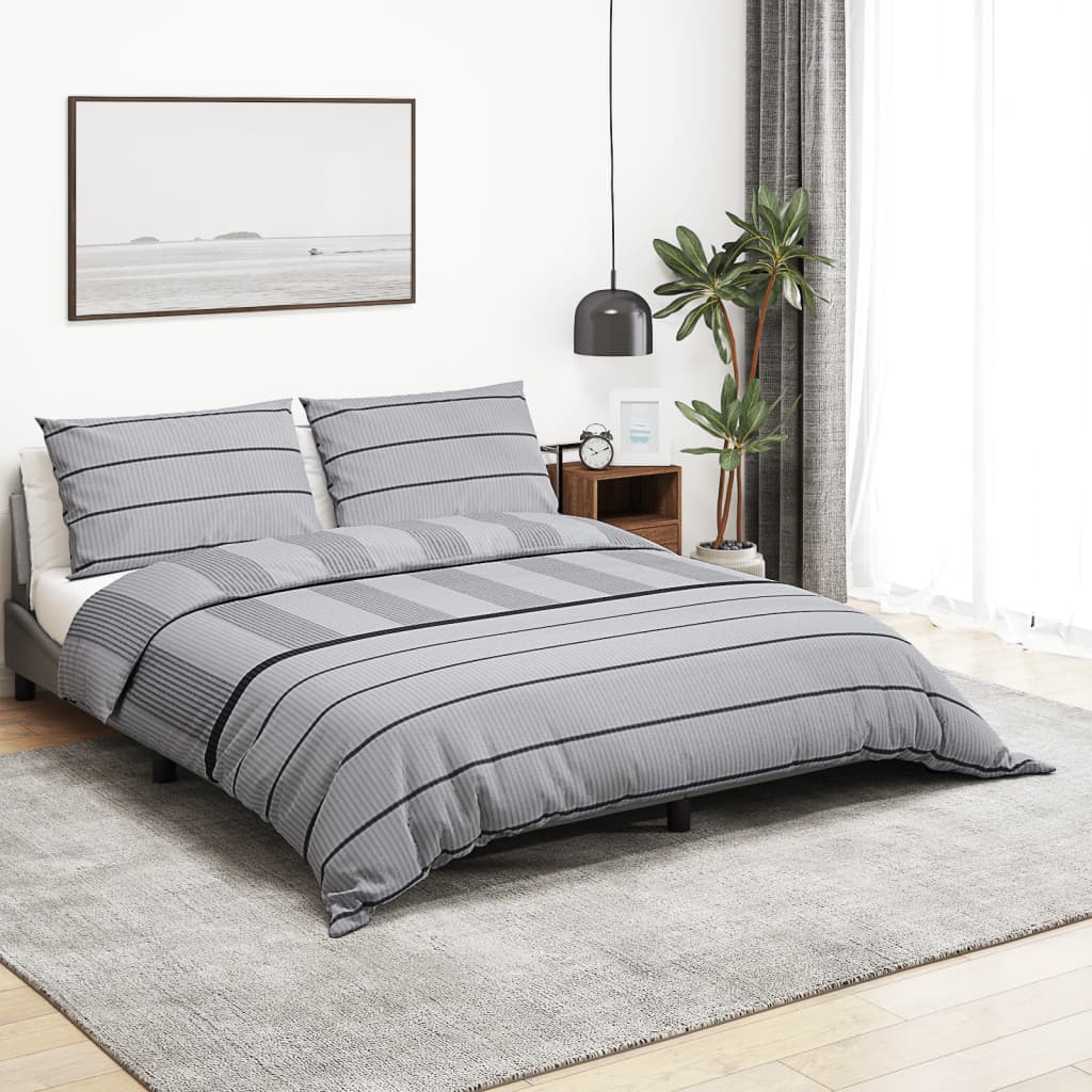 Ensemble de housse de couette Gris 200x220 cm Coton