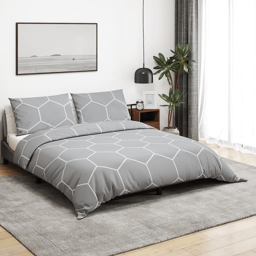 Ensemble de housse de couette Gris 220x240 cm Coton