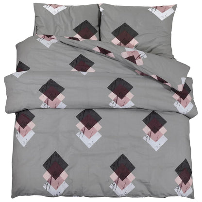 Ensemble de housse de couette Gris 200x200 cm Coton