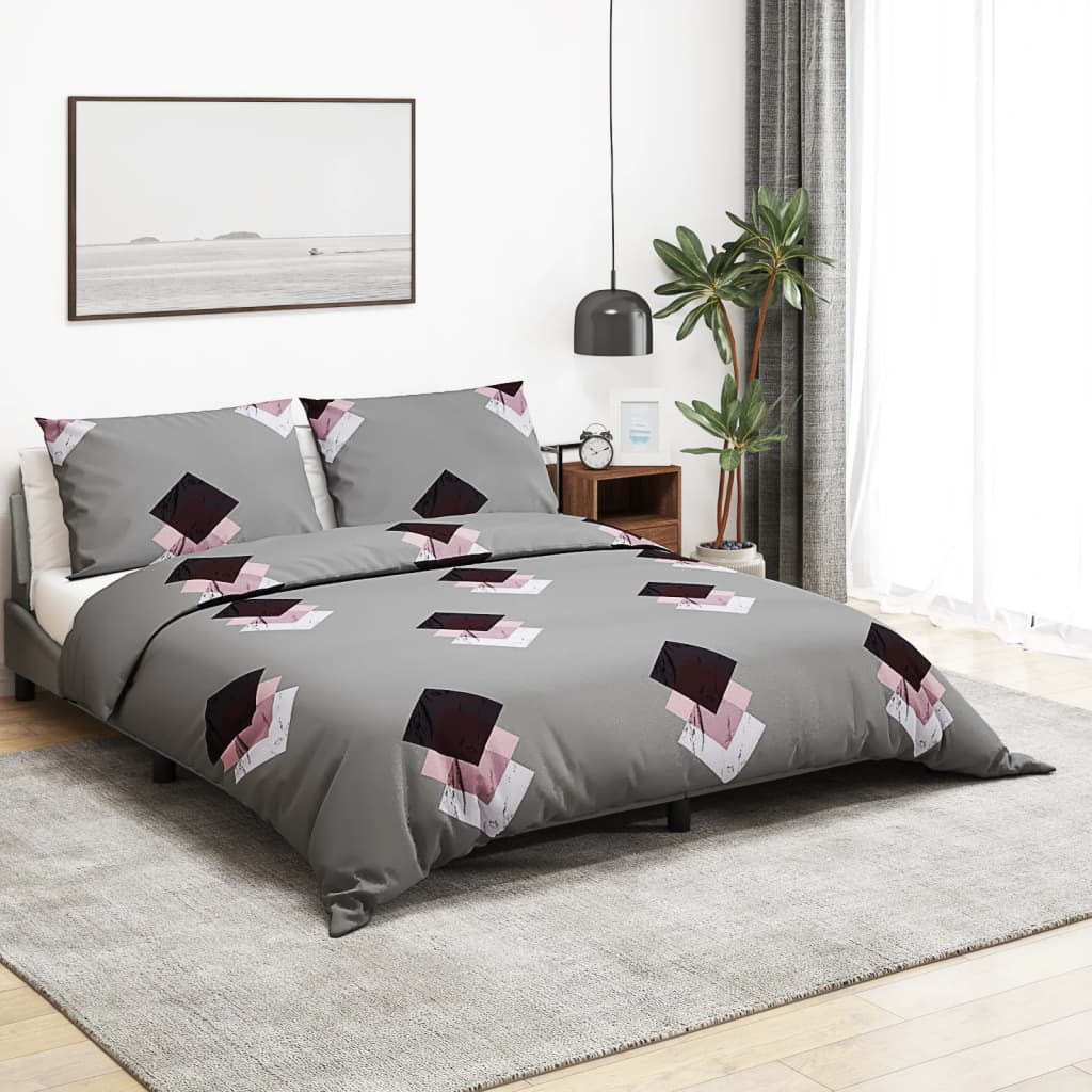 Ensemble de housse de couette Gris 135x200 cm Coton