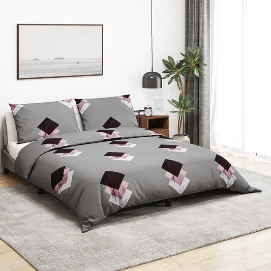 Ensemble de housse de couette Gris 225x220 cm Coton