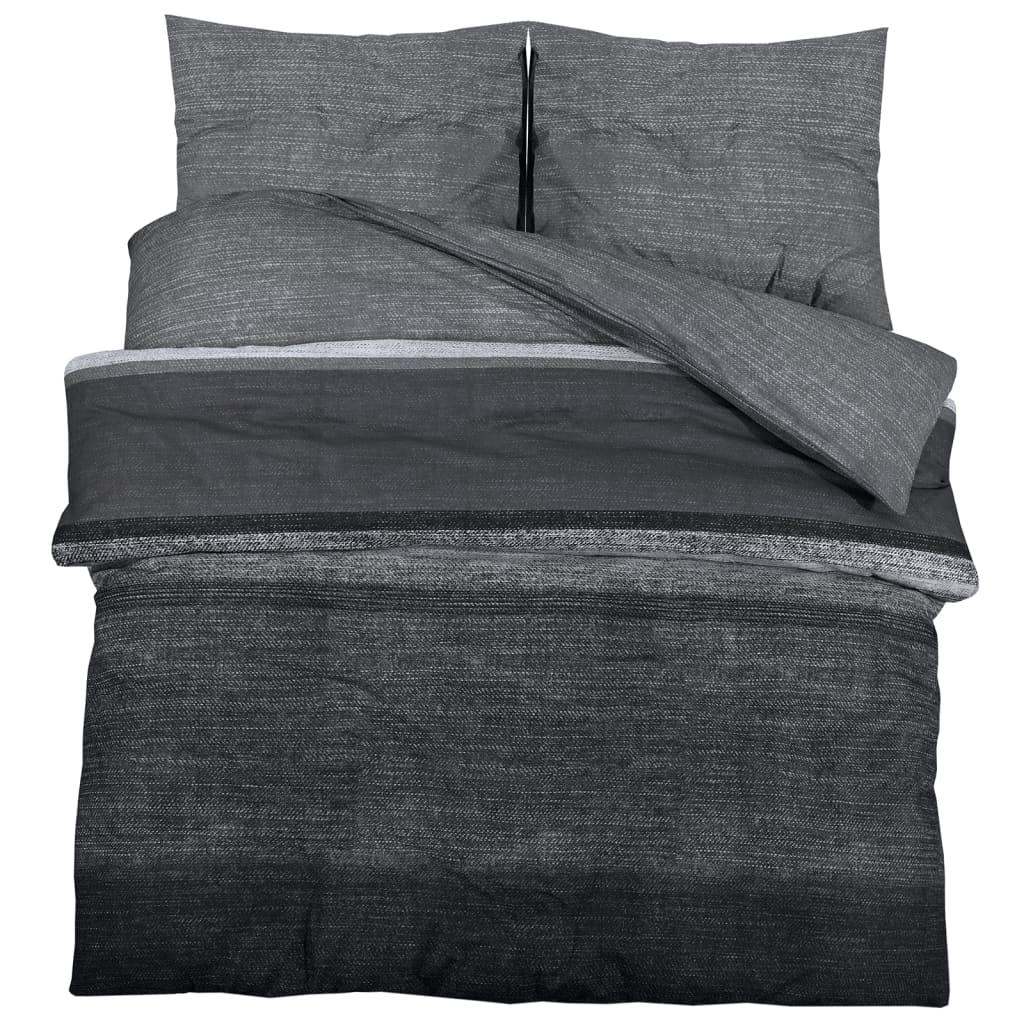 Ensemble de housse de couette gris foncé 200x200 cm Coton