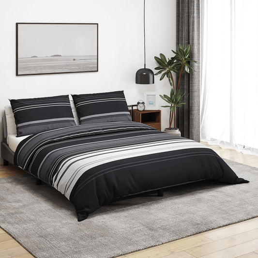 Ensemble de housse de couette noir et blanc 260x240 cm Coton