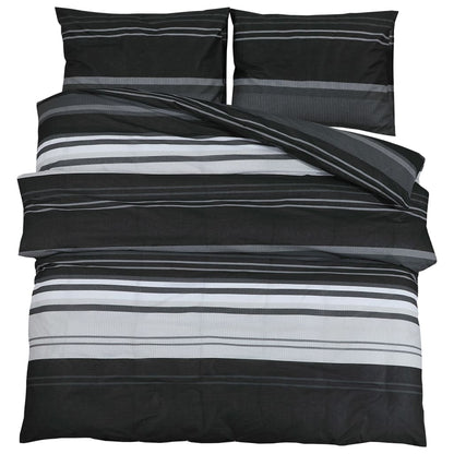 Ensemble de housse de couette noir et blanc 200x200 cm Coton