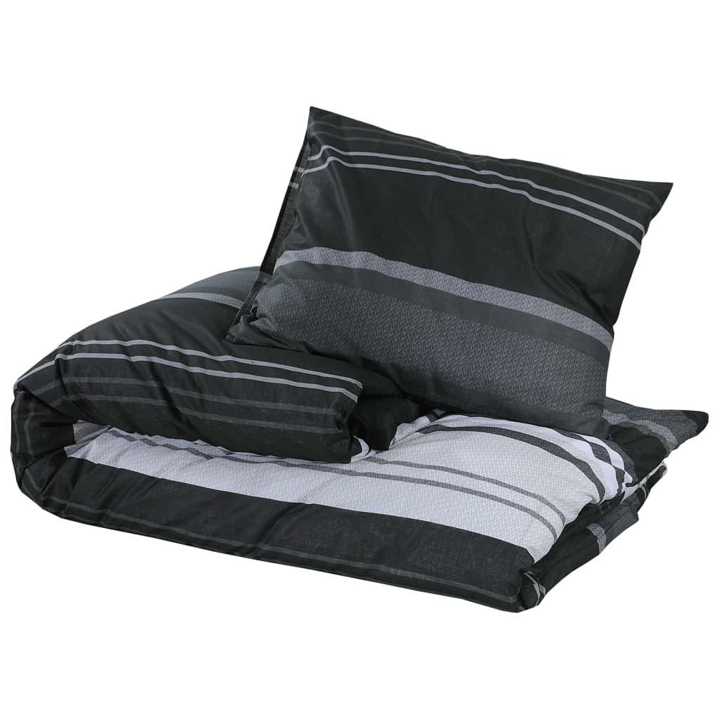 Ensemble de housse de couette noir et blanc 225x220 cm Coton