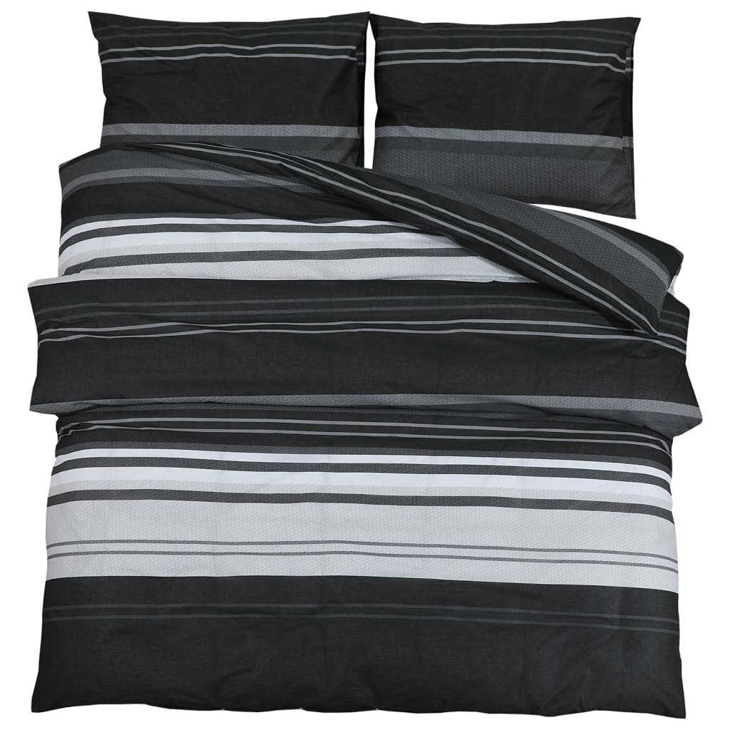 Ensemble de housse de couette noir et blanc 260x220 cm Coton