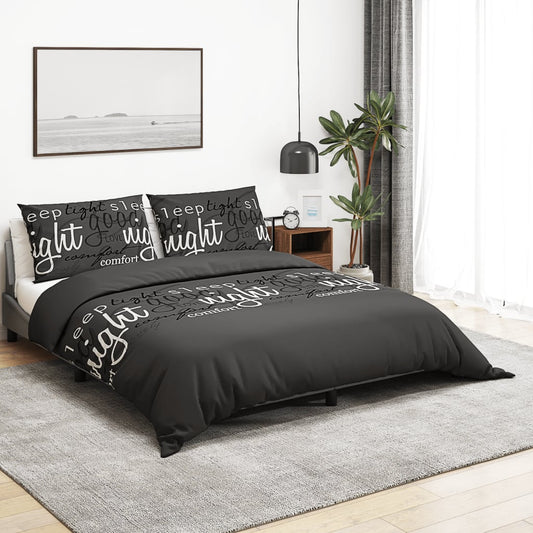 Ensemble de housse de couette Noir 155x220 cm Coton