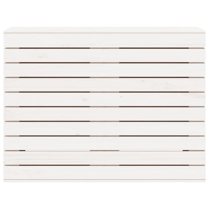 Panier à linge blanc 88,5x44x66 cm bois massif de pin