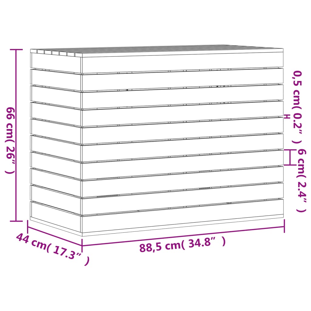 Panier à linge noir 88,5x44x66 cm bois massif de pin