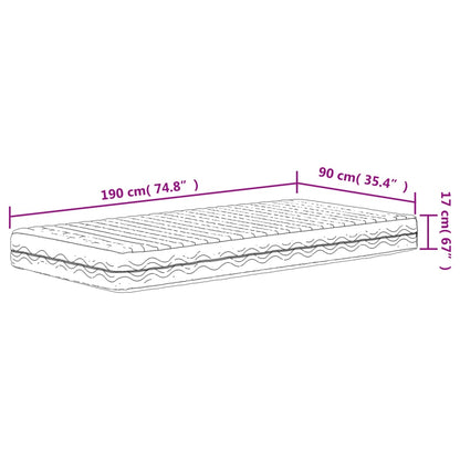 Matelas en mousse blanc 90x190 cm dureté H2 H3