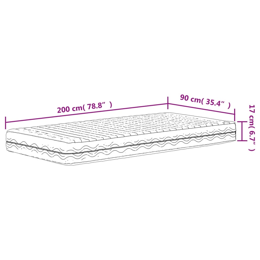 Matelas en mousse blanc 90x200 cm dureté H2 H3