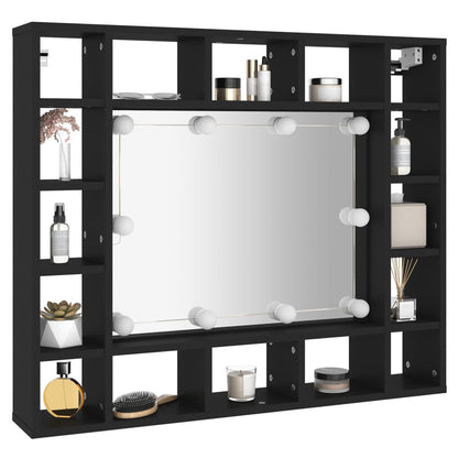 Armoire à miroir à LED noir 91x15x76,5 cm