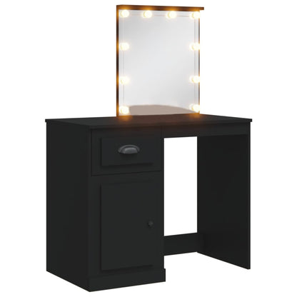 Coiffeuse avec lumières LED noir 90x42x132,5cm