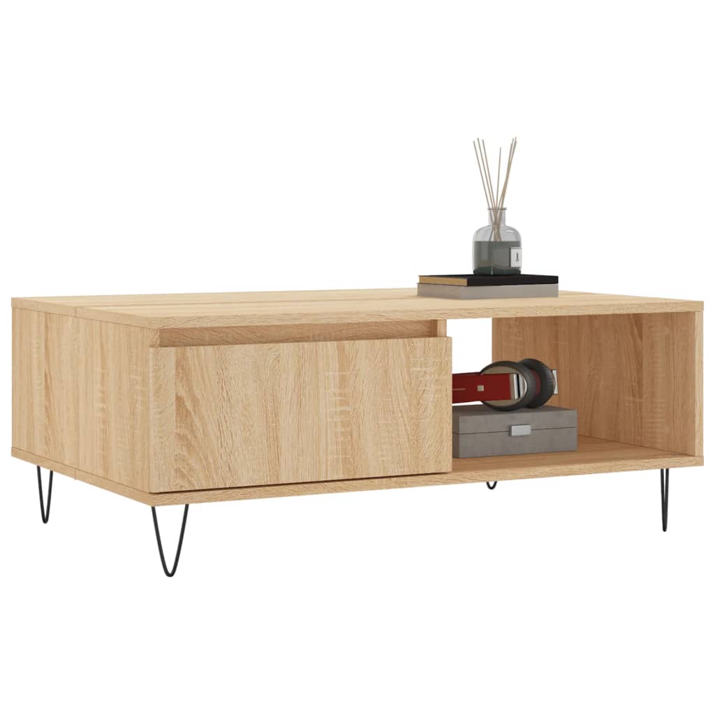 Table basse chêne sonoma 90x60x35 cm bois d'ingénierie