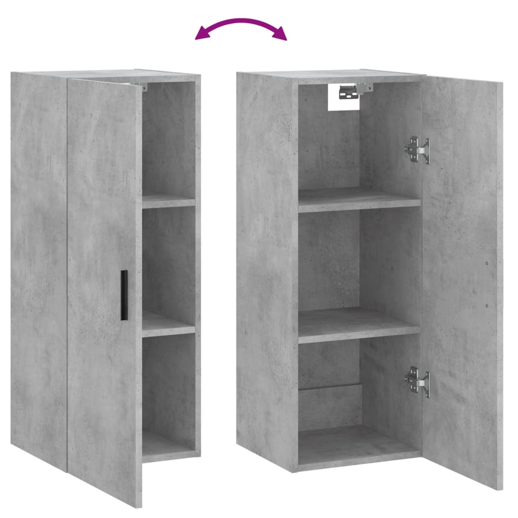 Armoire murale gris béton 34,5x34x90 cm