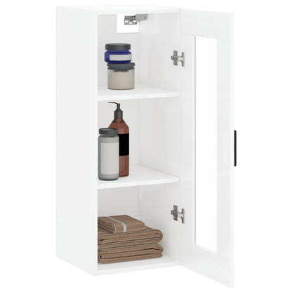 Armoire murale blanc brillant 34,5x34x90 cm