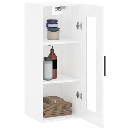 Armoire murale blanc brillant 34,5x34x90 cm