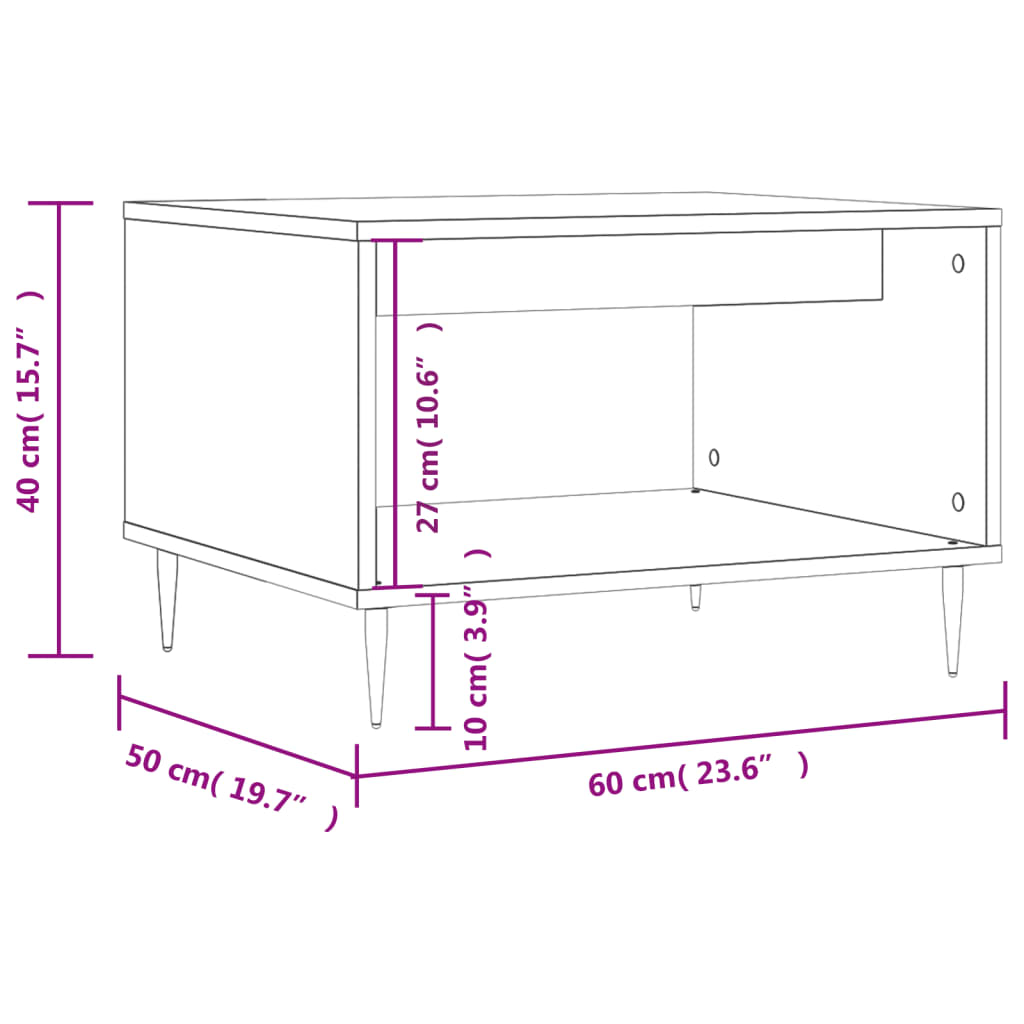 Table basse sonoma gris 60x50x40 cm bois d'ingénierie