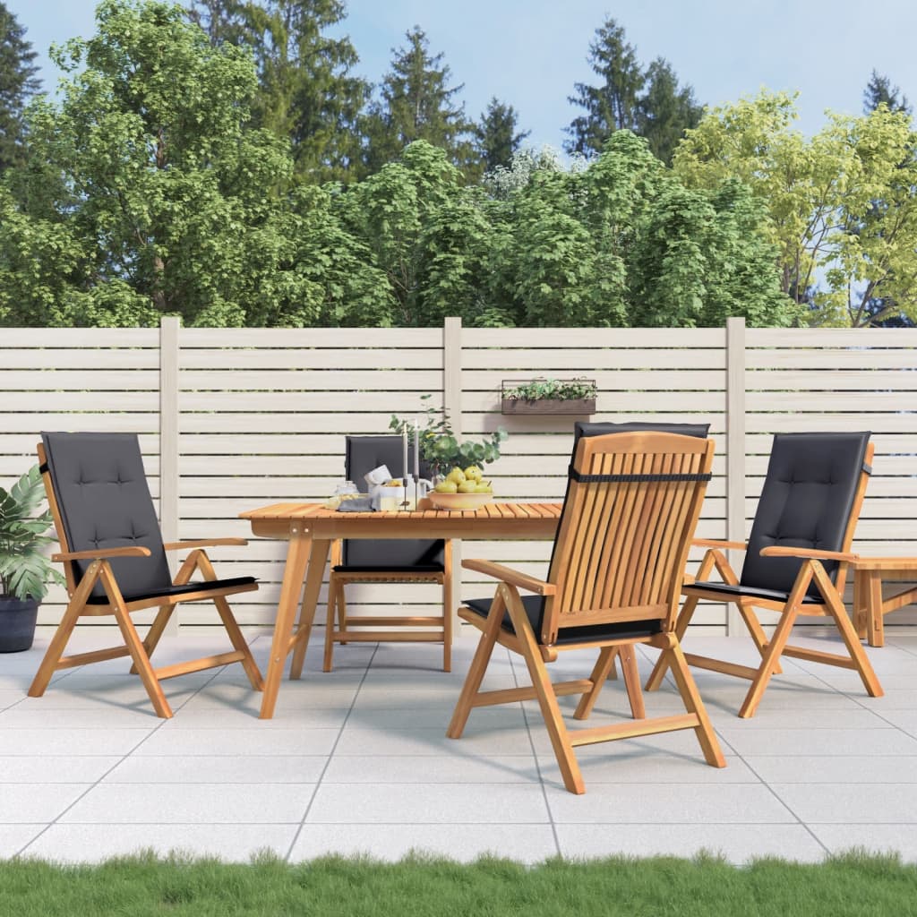 Chaises de jardin inclinables lot de 4 et coussins bois teck