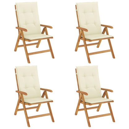 Chaises de jardin inclinables lot de 4 et coussins bois teck