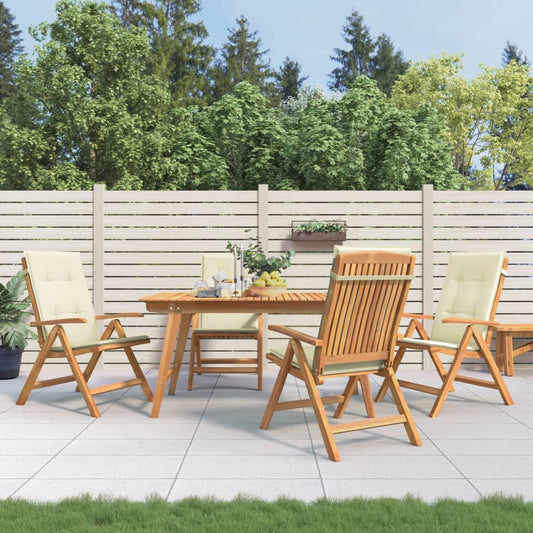 Chaises de jardin inclinables lot de 4 et coussins bois teck