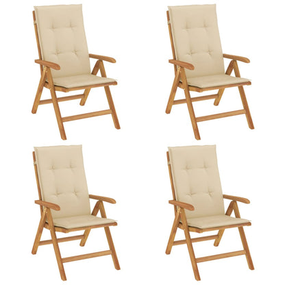 Chaises de jardin inclinables lot de 4 et coussins bois teck