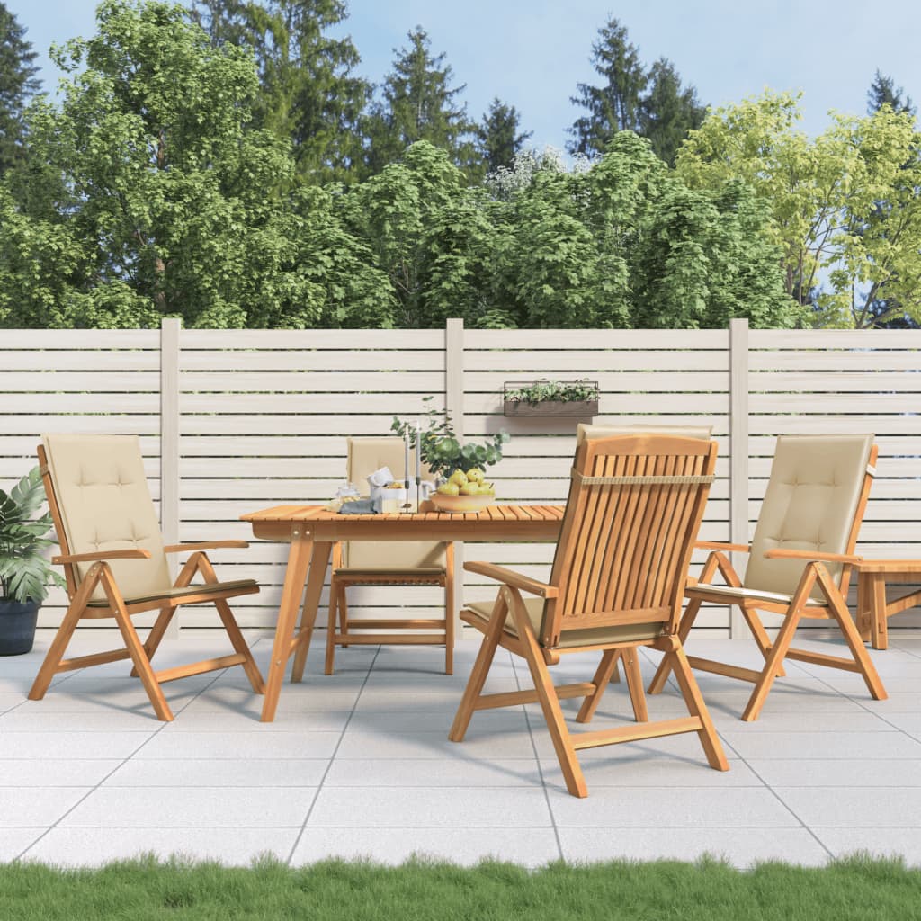 Chaises de jardin inclinables lot de 4 et coussins bois teck