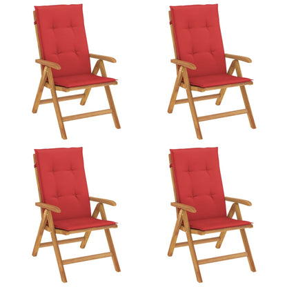 Chaises de jardin inclinables lot de 4 et coussins bois teck