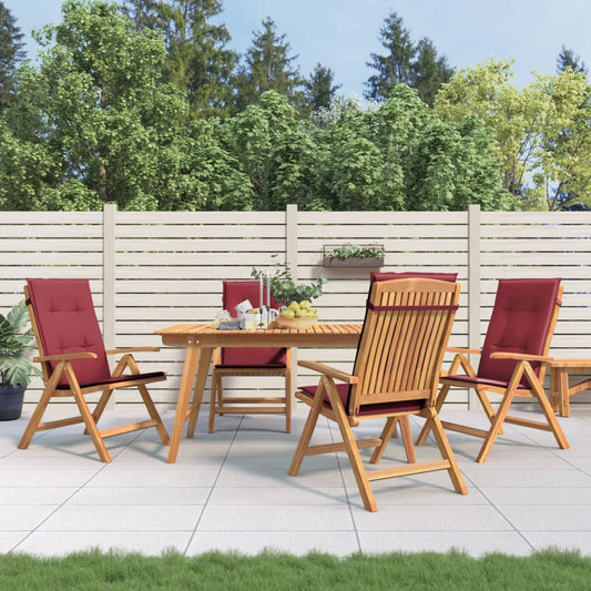 Chaises de jardin inclinables lot de 4 et coussins bois teck