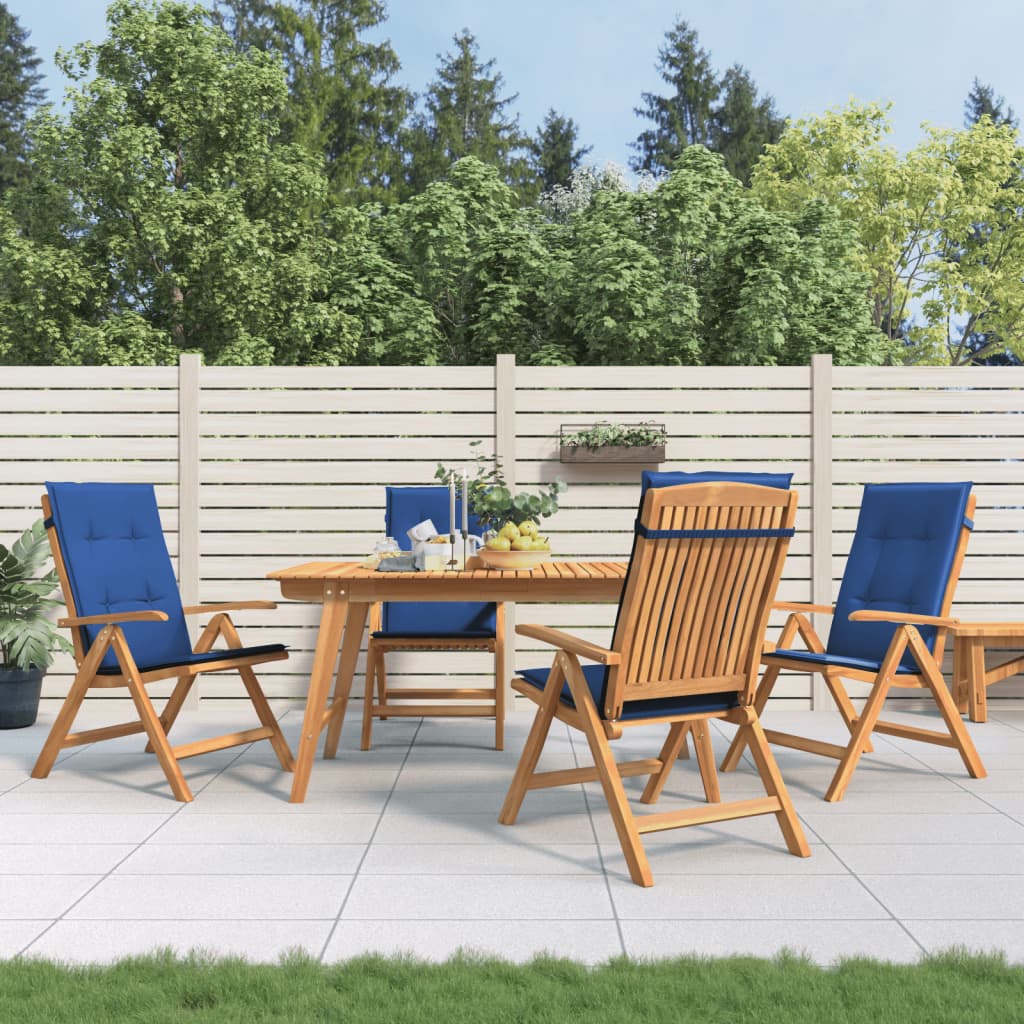 Chaises de jardin inclinables lot de 4 et coussins bois teck