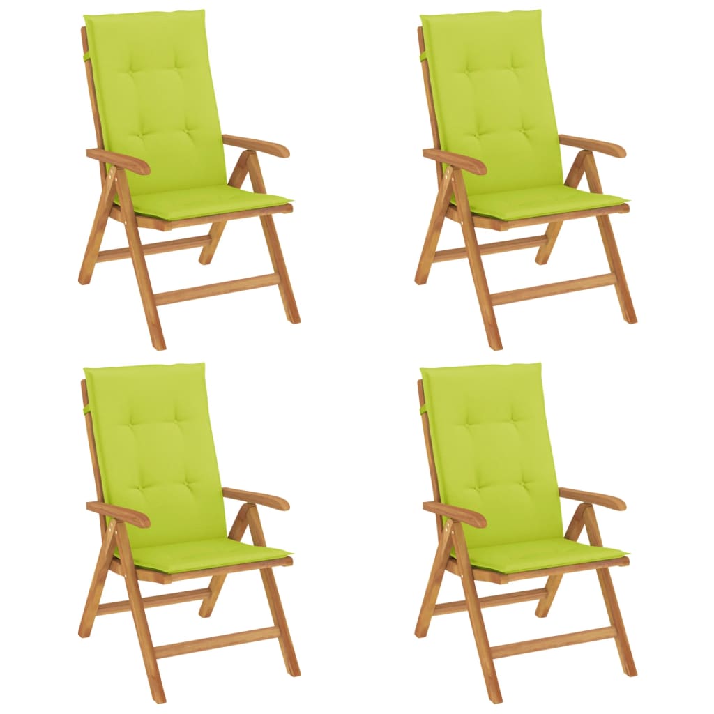 Chaises de jardin inclinables lot de 4 et coussins bois teck