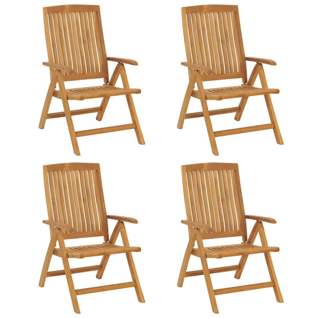 Chaises de jardin inclinables lot de 4 et coussins bois teck