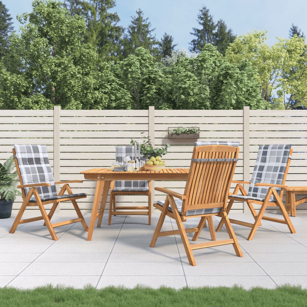 Chaises de jardin inclinables lot de 4 et coussins bois teck