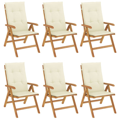 Chaises de jardin inclinables et coussins lot de 6 bois teck