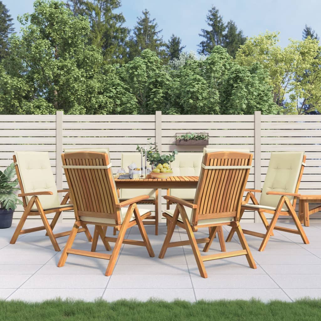 Chaises de jardin inclinables et coussins lot de 6 bois teck