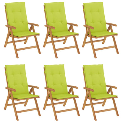 Chaises de jardin inclinables et coussins lot de 6 bois teck