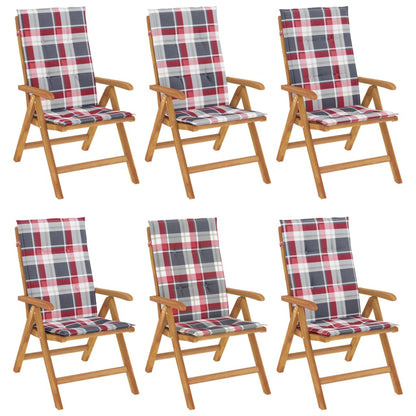 Chaises de jardin inclinables et coussins lot de 6 bois teck