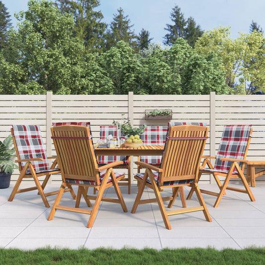 Chaises de jardin inclinables et coussins lot de 6 bois teck